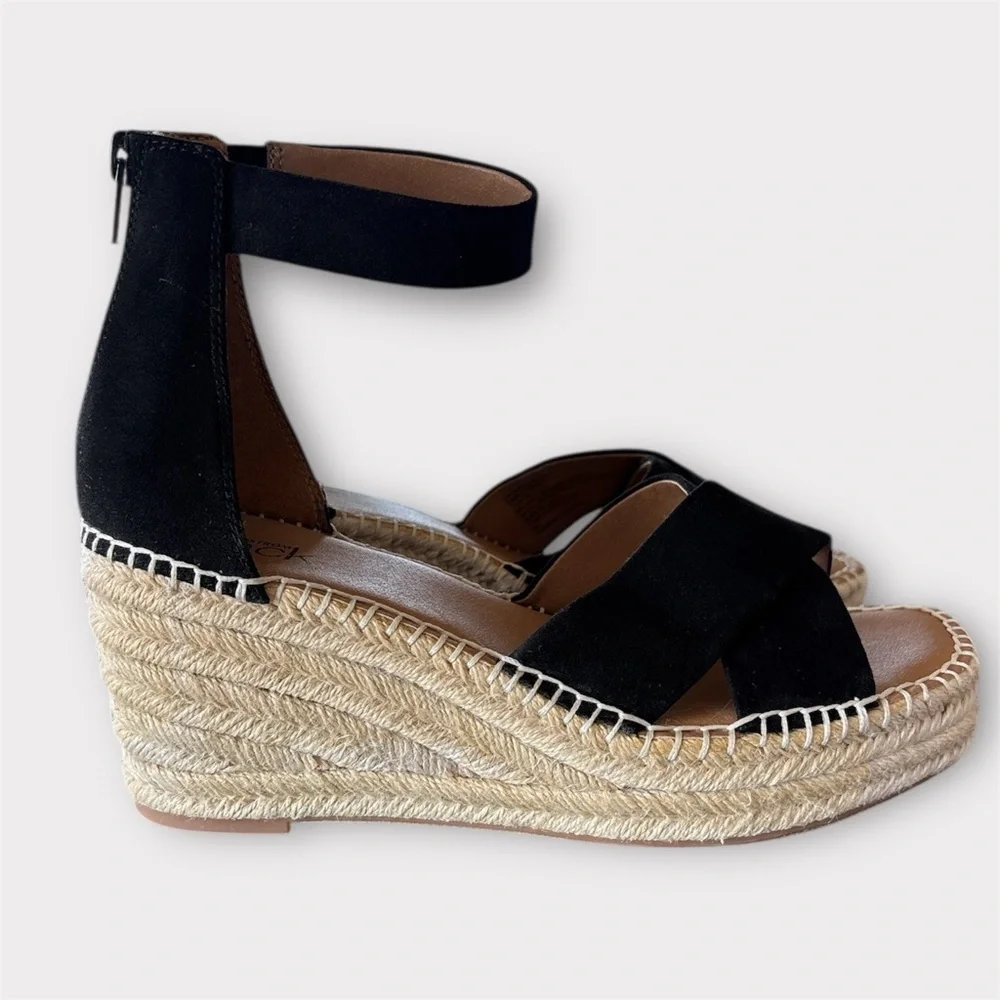 Nordstrom Black and Tan Espadrille Sandals